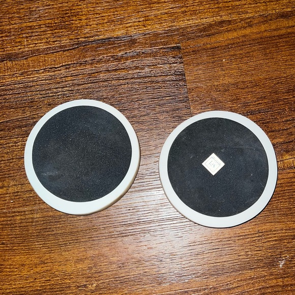 Tan Cream Wooden Carved Coasters Set Of 2 - Picture 8 of 8